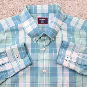 UNTUCKIT Porter Shirt Men Medium Blue Regular Fit 100% Cotton Long Sleeve Button